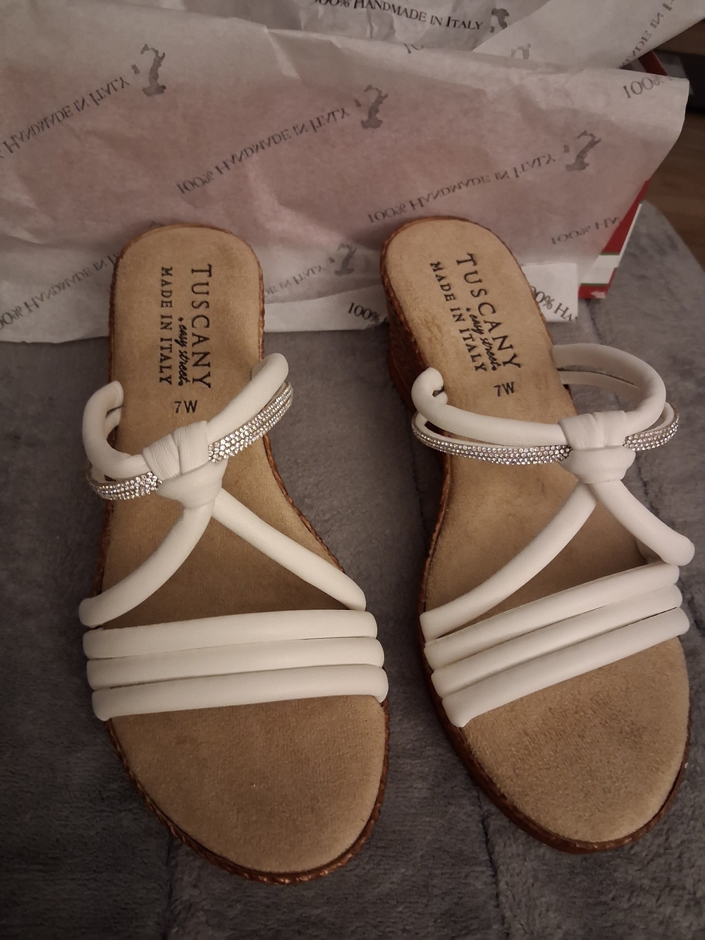 easy street White Slip-On Sandals with Silver Braid - Picture 2 of 15